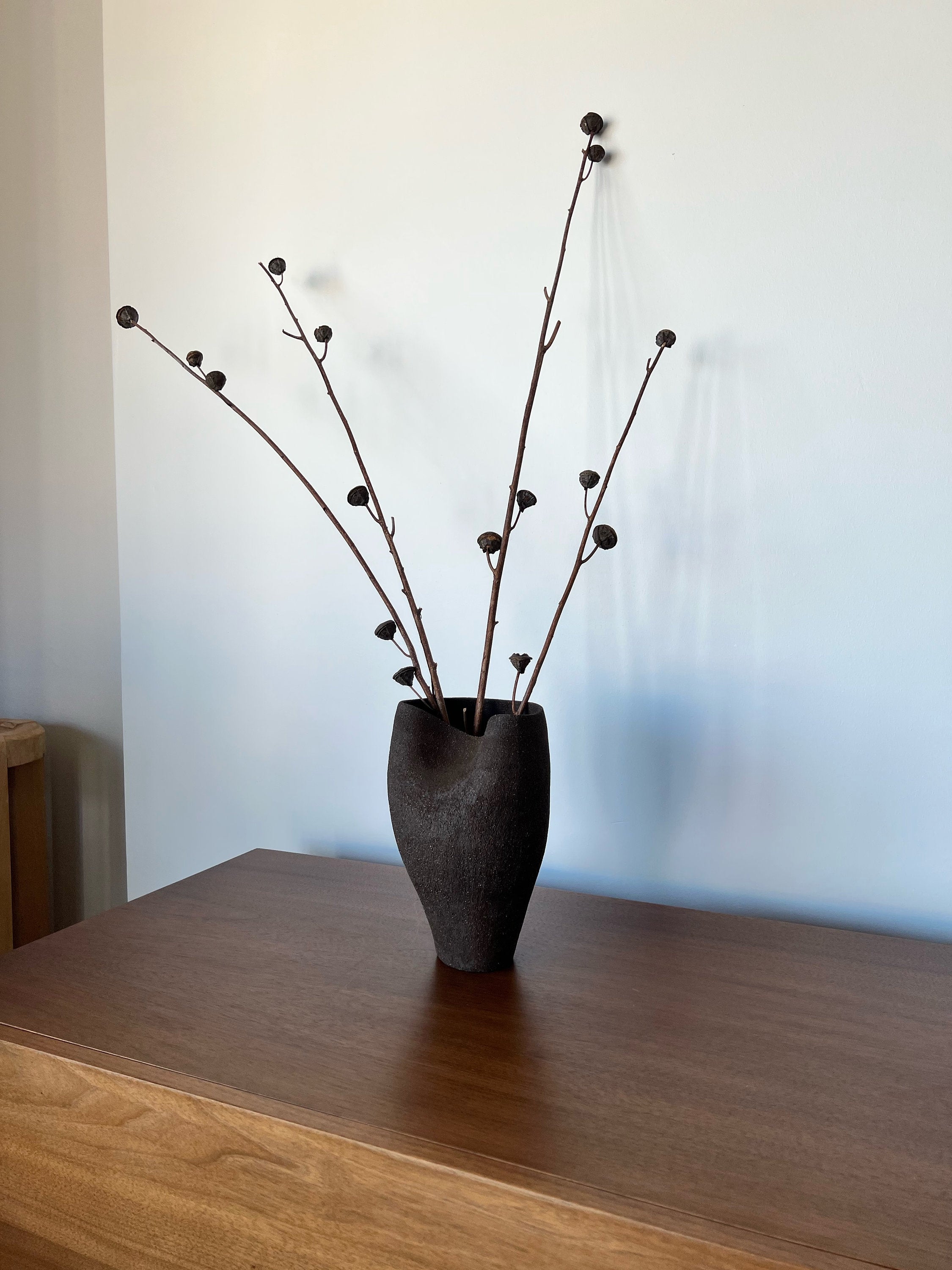 Ceramic Vase, Ceramic Planter, Stoneware Sculptural Vessel, Brutal Textured Vase, Brown Ceramic Sculpture, Living Room Decor