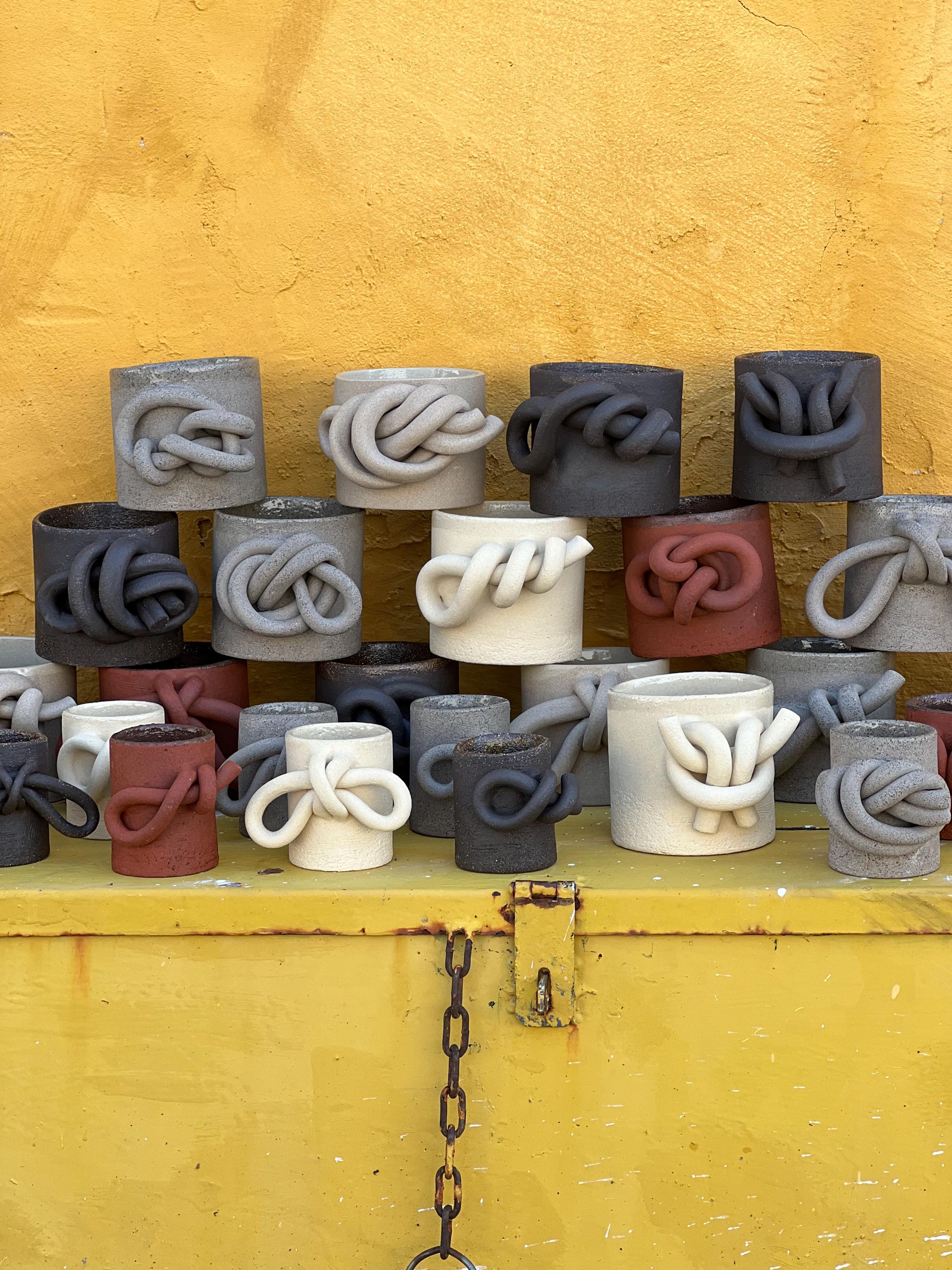 Ceramic Mug, Stoneware Coffee Mug, Latte Cup, Knots Design