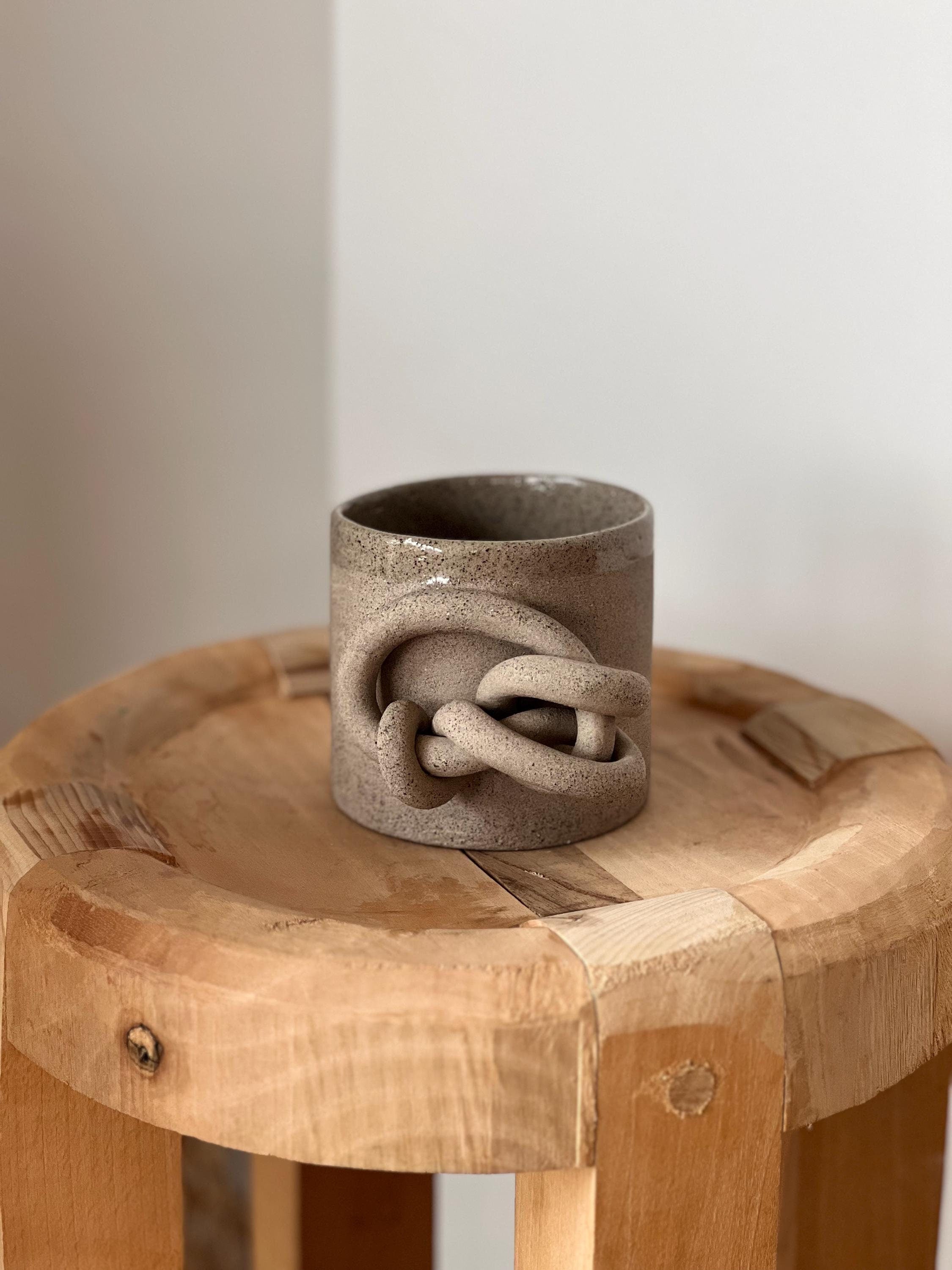 Ceramic Mug, Stoneware Knots Coffee Mug, Brutal Style Cup