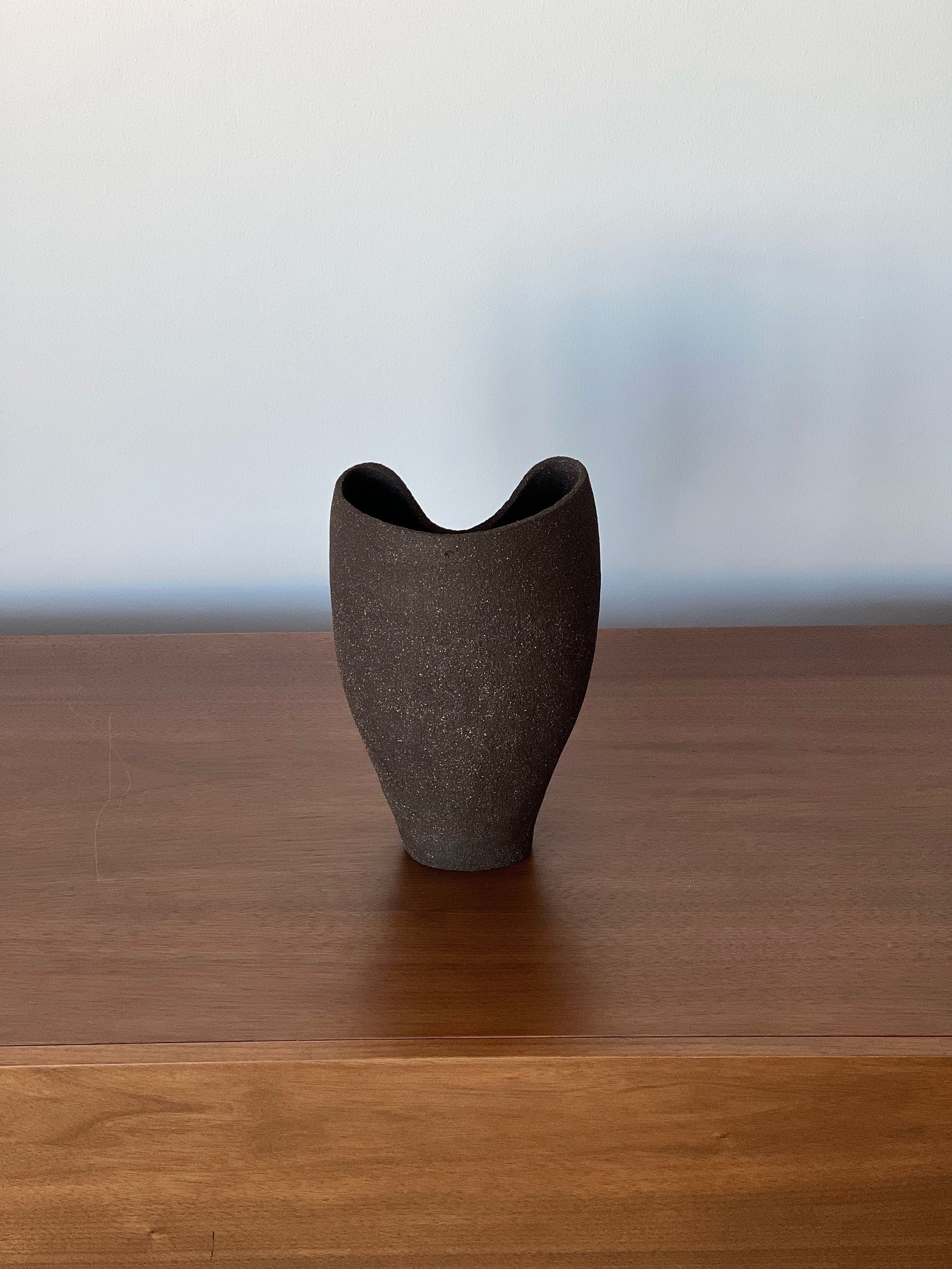 Ceramic Vase, Ceramic Planter, Stoneware Sculptural Vessel, Brutal Textured Vase, Brown Ceramic Sculpture, Living Room Decor