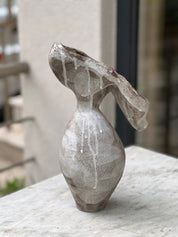 Ceramic Vase, Ceramic Planter, Stoneware Sculptural Vessel, Brutal Textured Vase, Brown Ceramic Sculpture, Living Room Decor