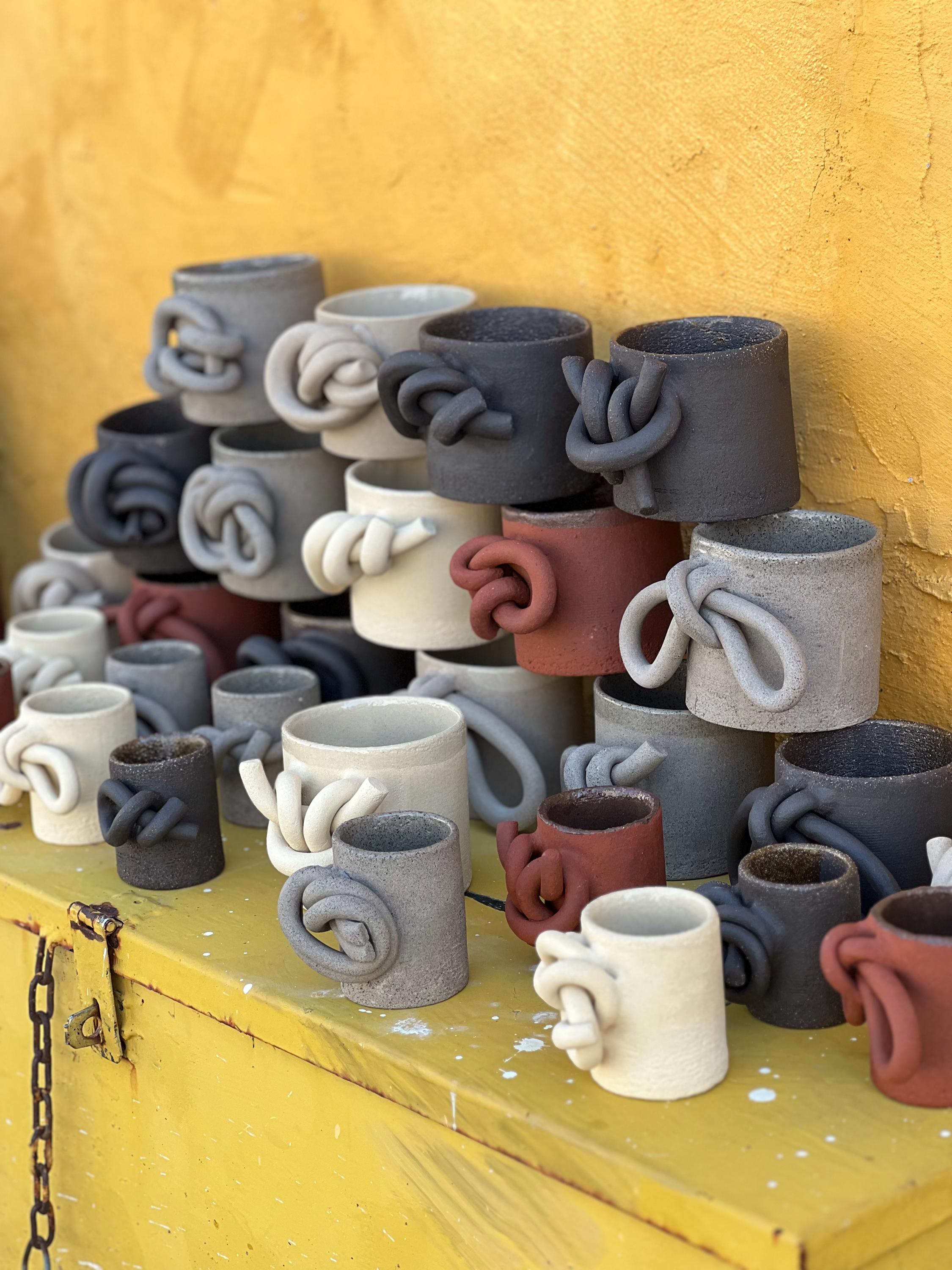Ceramic Mug, Espresso Cup, Stoneware Knots Coffee Mug, Brutal Style Cup