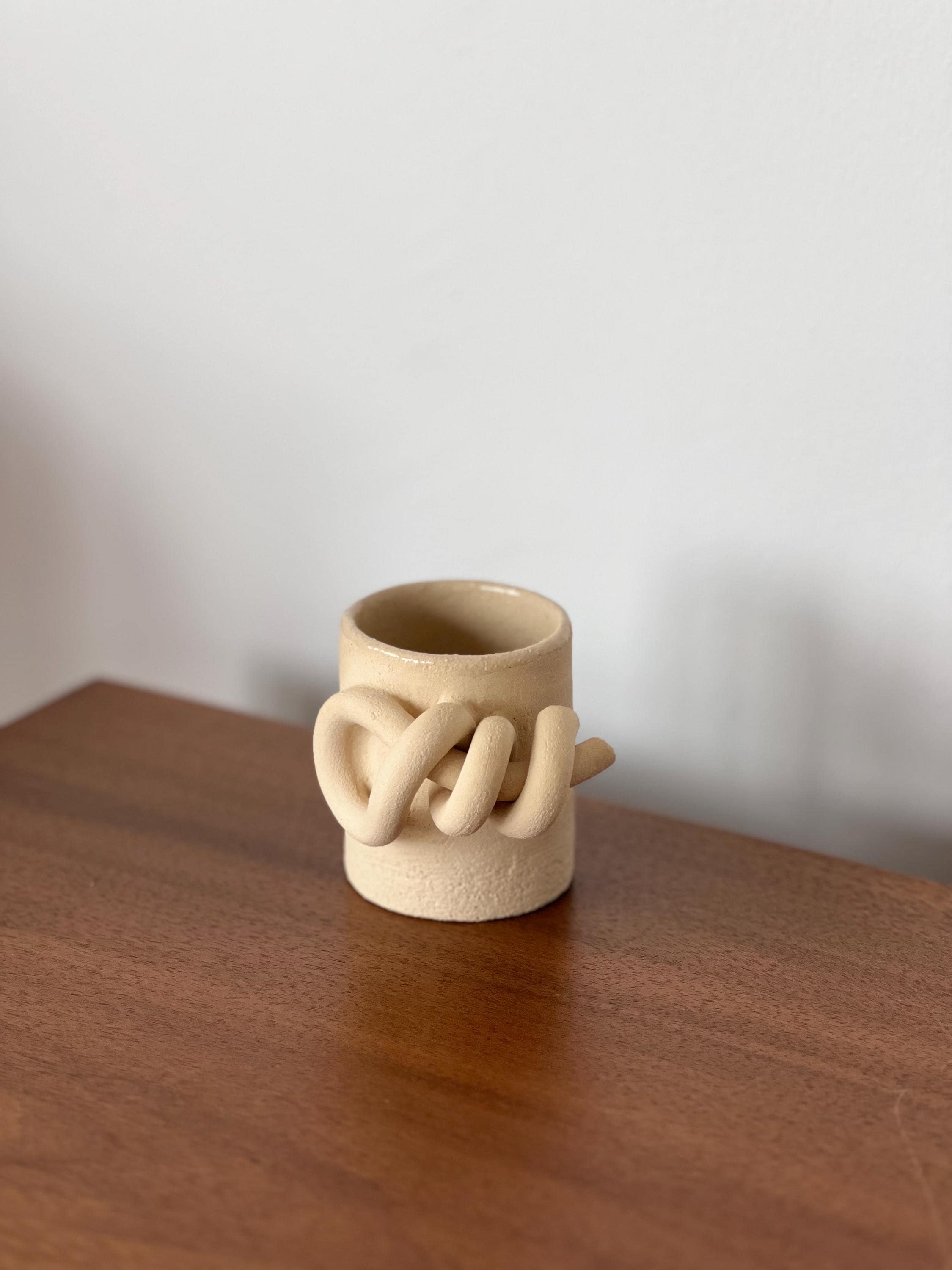 Ceramic Mug, Espresso Cup, Stoneware Knots Coffee Mug, Brutal Style Cup