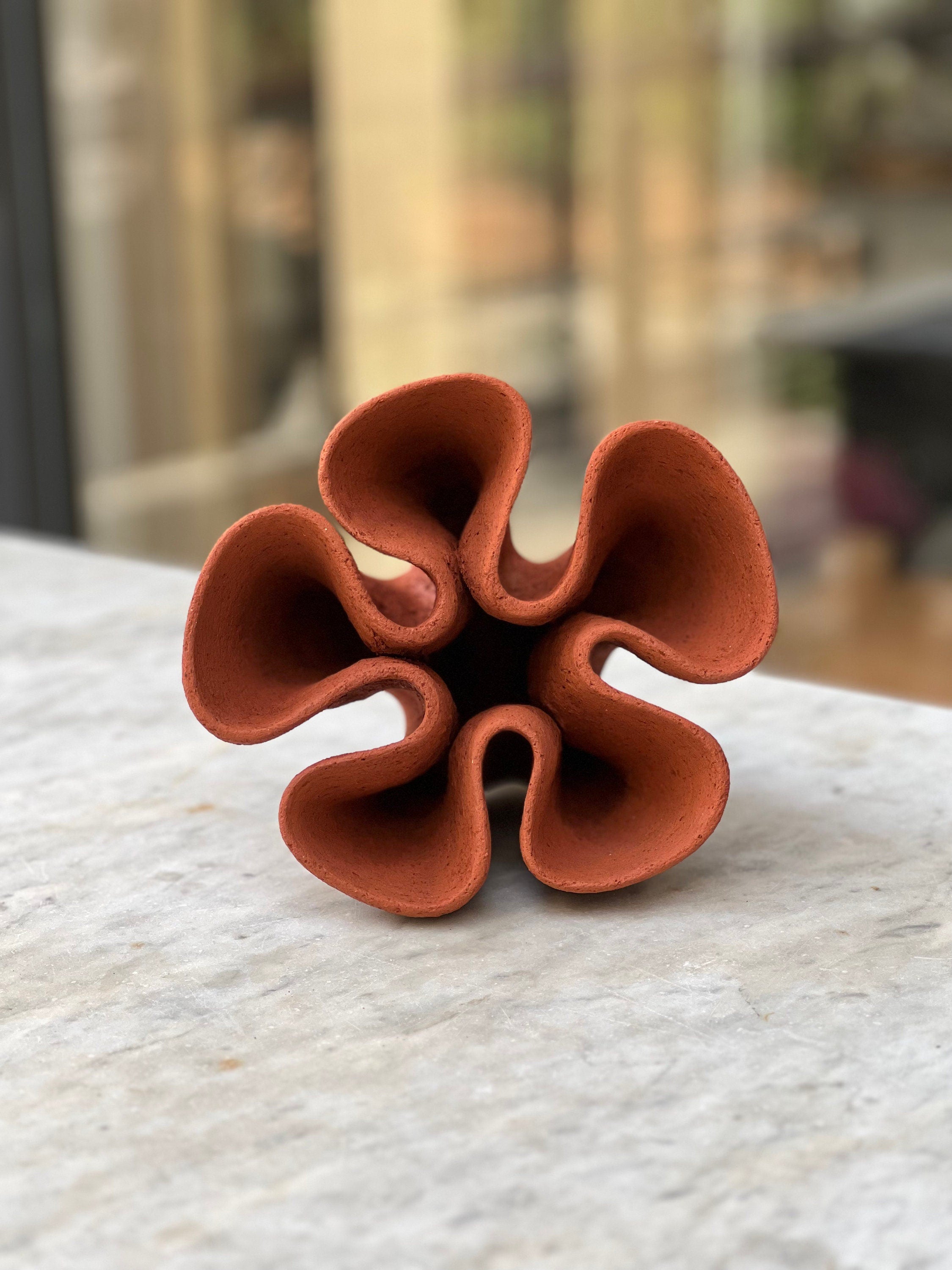 Ceramic Vase - Stoneware Terracotta Flower Vase - Handbuilt Ceramic Vessel