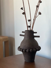 Ceramic Vase, Ceramic Planter, Stoneware Sculptural Vessel, Brutal Textured Vase, Brown Ceramic Sculpture, Living Room Decor