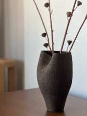 Ceramic Vase, Ceramic Planter, Stoneware Sculptural Vessel, Brutal Textured Vase, Brown Ceramic Sculpture, Living Room Decor