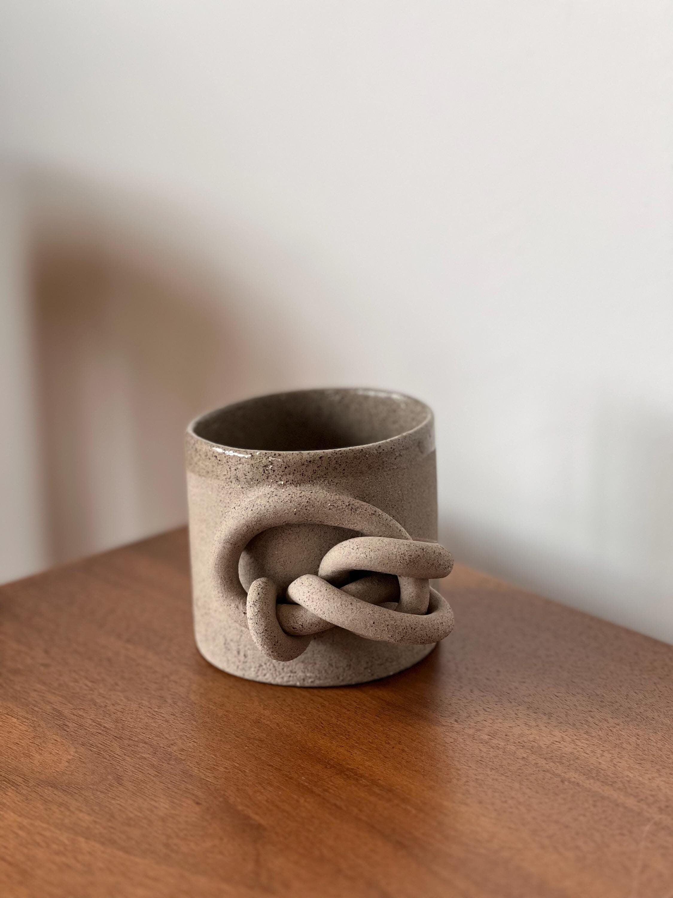 Ceramic Mug, Stoneware Knots Coffee Mug, Brutal Style Cup