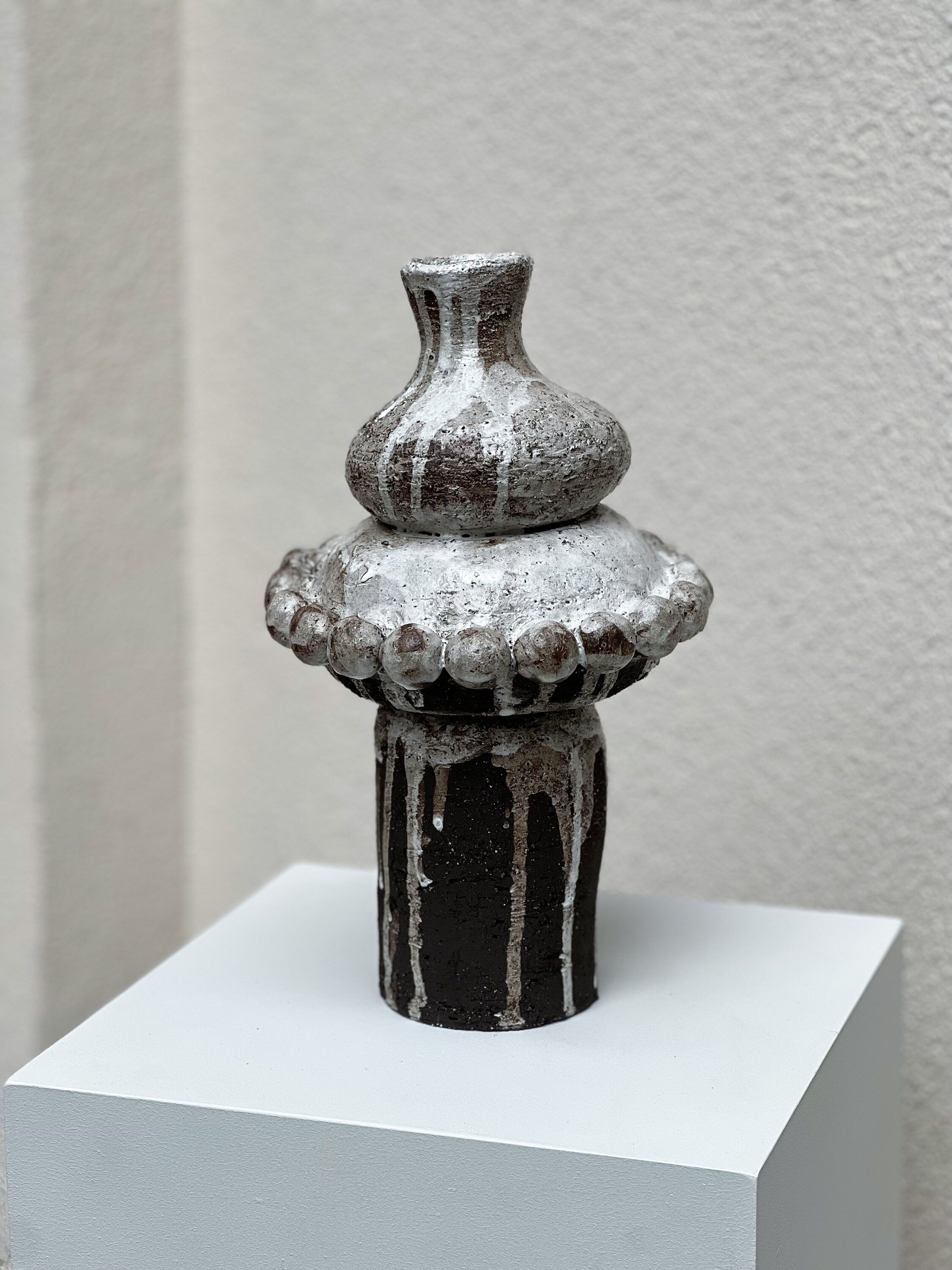 Ceramic Vase, Ceramic Planter, Stoneware Sculptural Vessel, Brutal Textured Vase, Living Room Decor