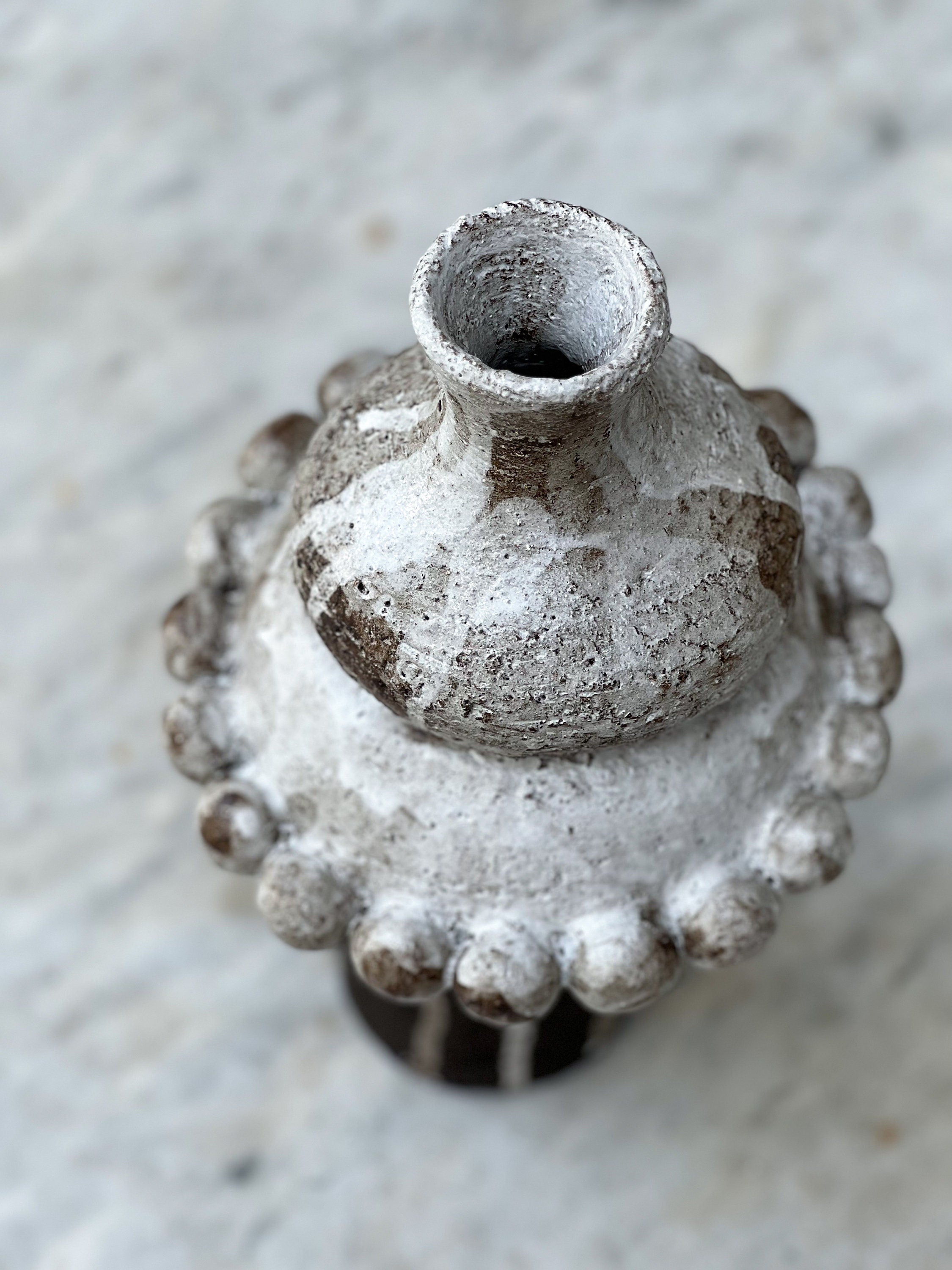 Ceramic Vase, Ceramic Planter, Stoneware Sculptural Vessel, Brutal Textured Vase, Living Room Decor